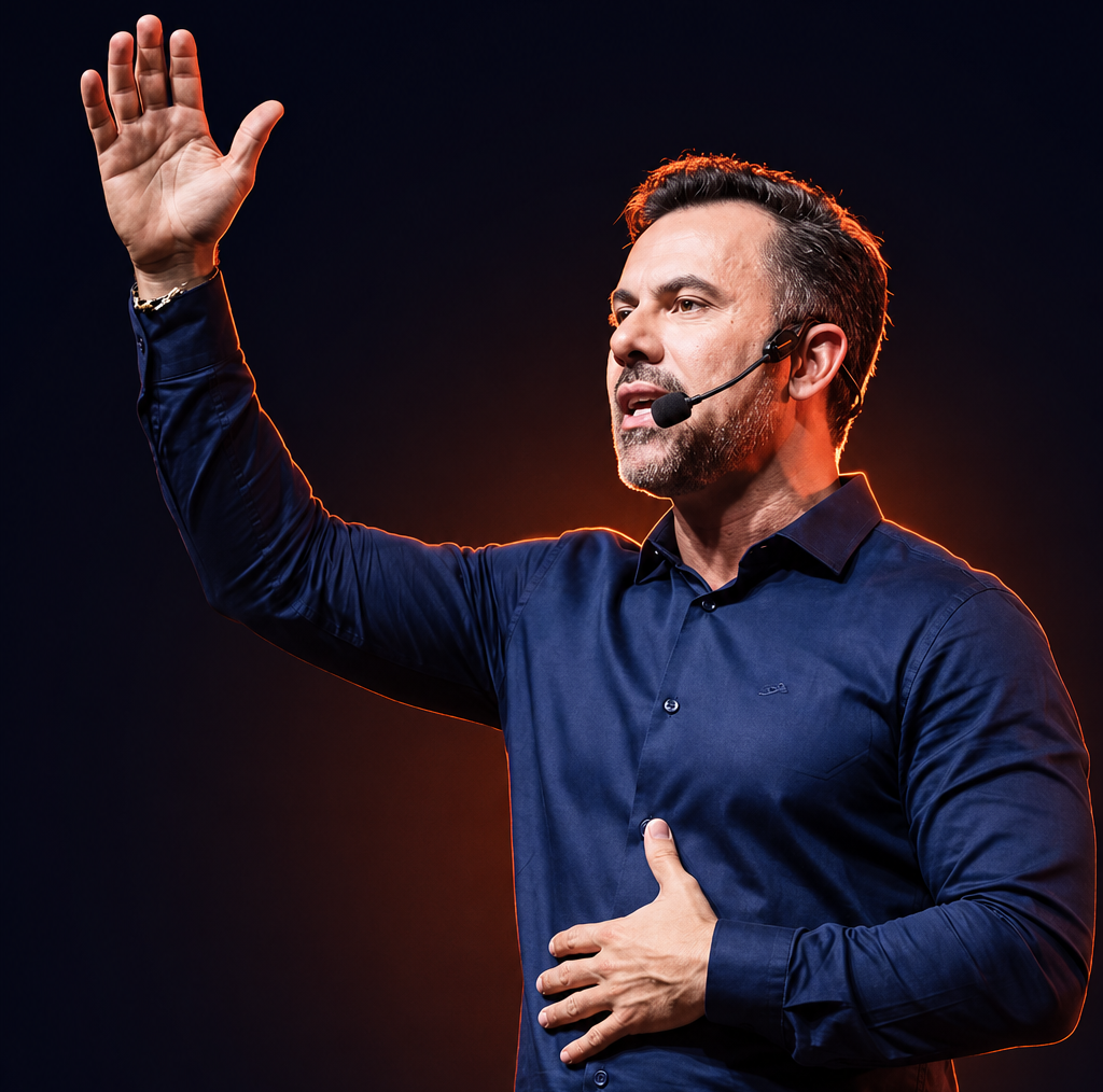 Daniel Pereira em apresentação profissional do Vendedor 7%
